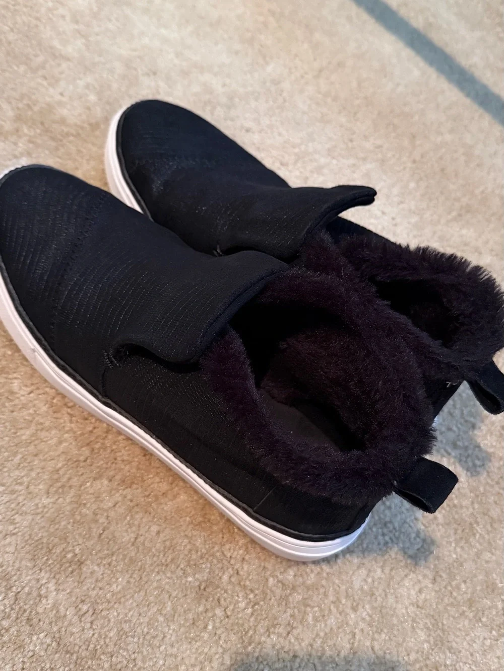 Toms Black Fur-Lined Slip-On Clogs